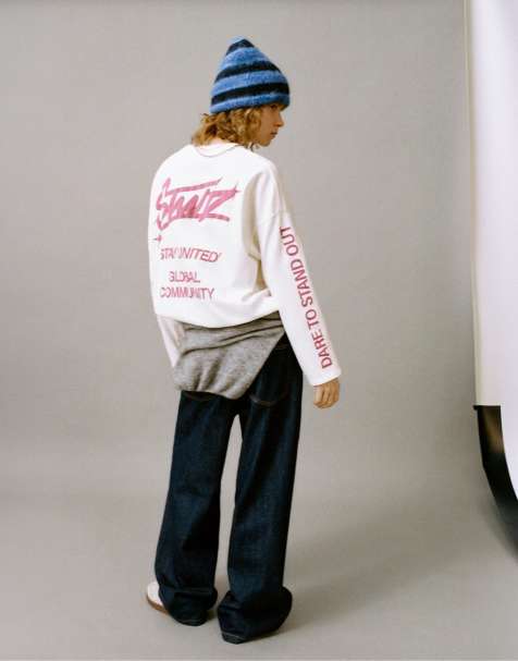 Pull&Bear – T-Shirt in Eis mit „STWD“-Grafikprint - view 1