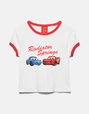 Pull & Bear - T-Shirt in Eisweiß mit „Cars"-Print