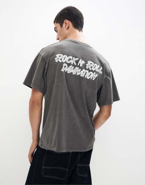 Pull&Bear – T-Shirt in Grau mit „AC/DC"-Print - view 1