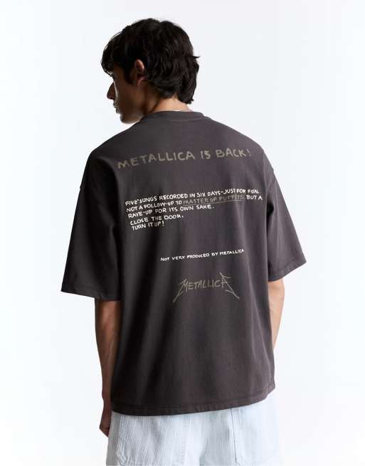 Pull&Bear – T-Shirt in Grau mit „Metallica“-Print, 2 von 4