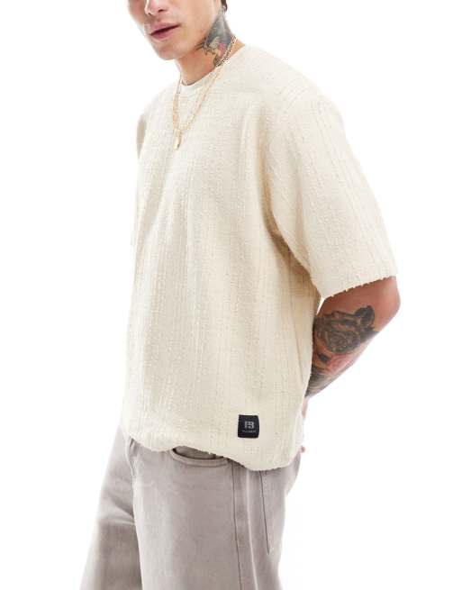 Pull&Bear - T-shirt in maglia color écru
