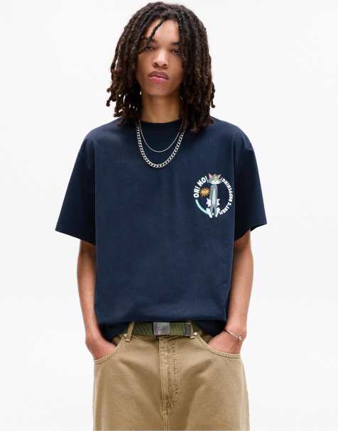 Pull&Bear – T-Shirt in Marineblau mit „Tom and Jerry“-Print - view 1