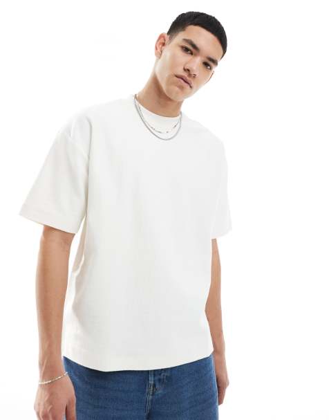 Pull&Bear - T-shirt in ottoman bianca testurizzata - view 1