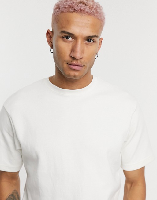 Pull&Bear t-shirt in oversized with label detail in white