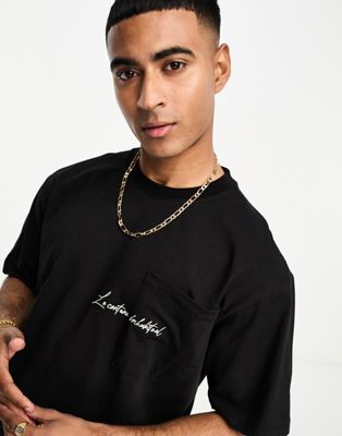 Pull&Bear printed t-shirt in black - ASOS Price Checker