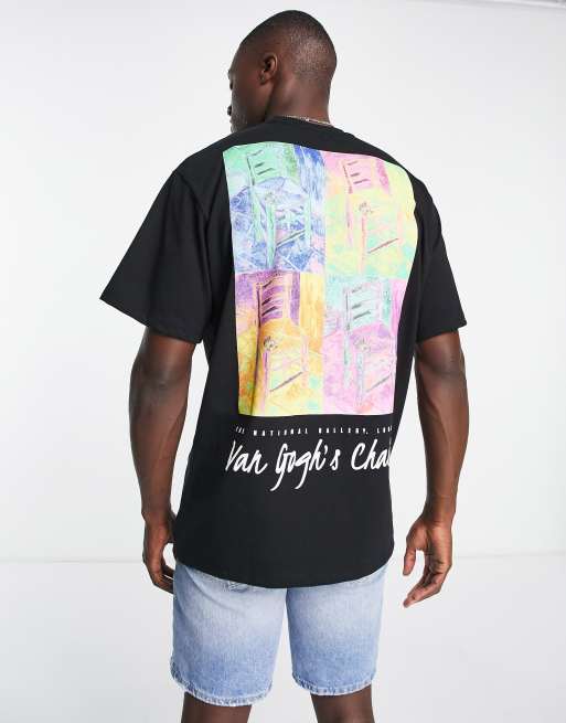 Pull&Bear – T-Shirt in Schwarz mit „Van Gogh's Chair“-Grafikprint