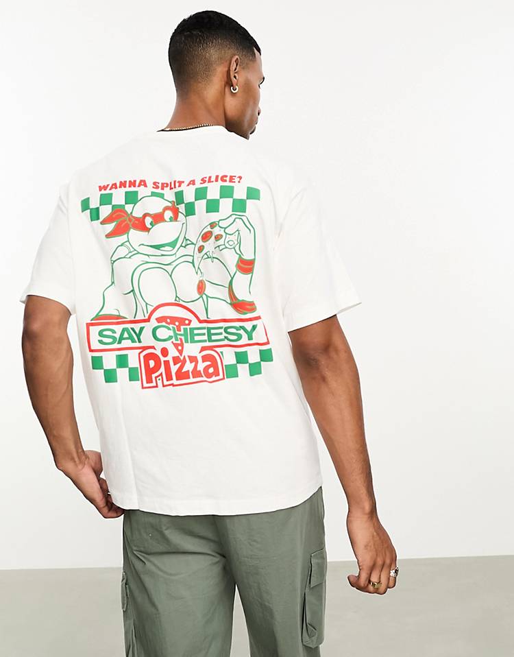 asos.com | Pull&Bear – T-Shirt in Weiß mit <em>Ninja Turtles</em>-Print