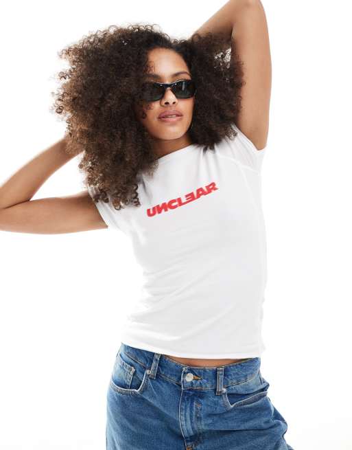 Pull&Bear – T-Shirt in Weiß mit Grafik