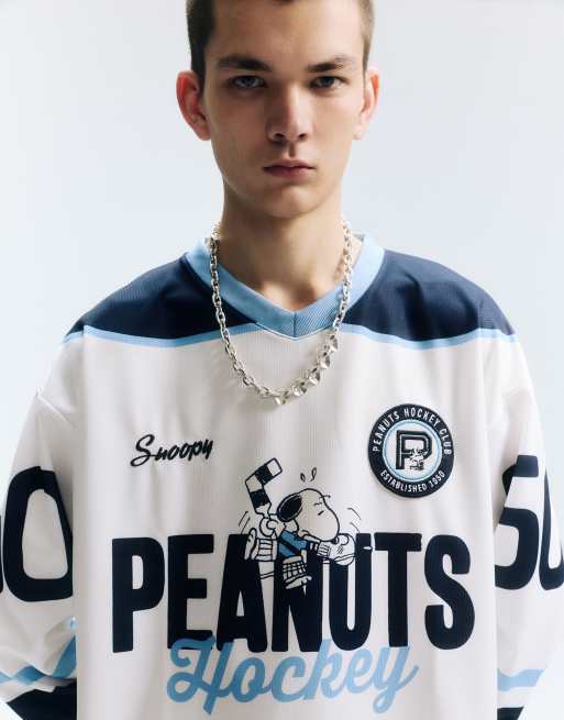 Pull&Bear – T-Shirt in Wollweiß mit „Peanuts Hockey“-Motivprint, 4 von 4