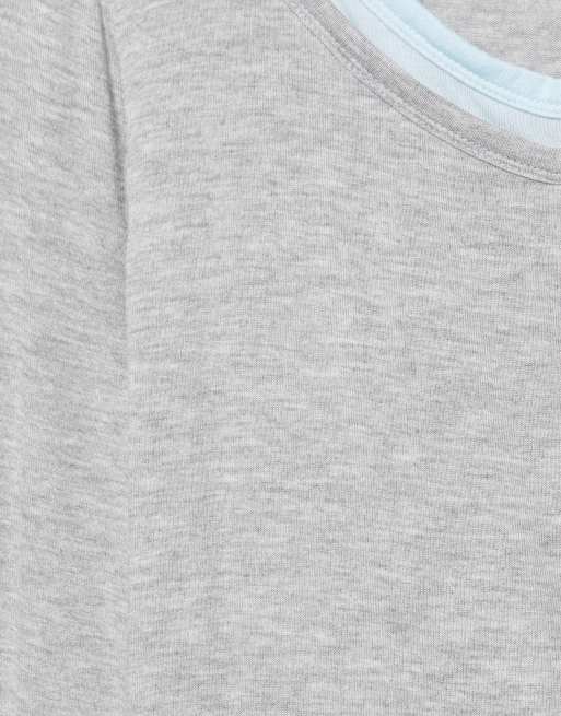 Pull&Bear T-shirt med knapper og dobbeltlag i gråmeleret, 7 af 7