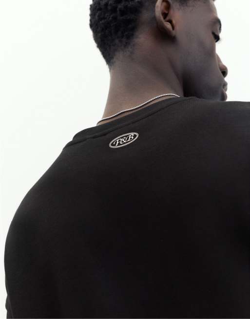 Pull&Bear t-shirt med korta ärmar i kraftigt tyg med fotografiskt tryck i svart, 5 av 7