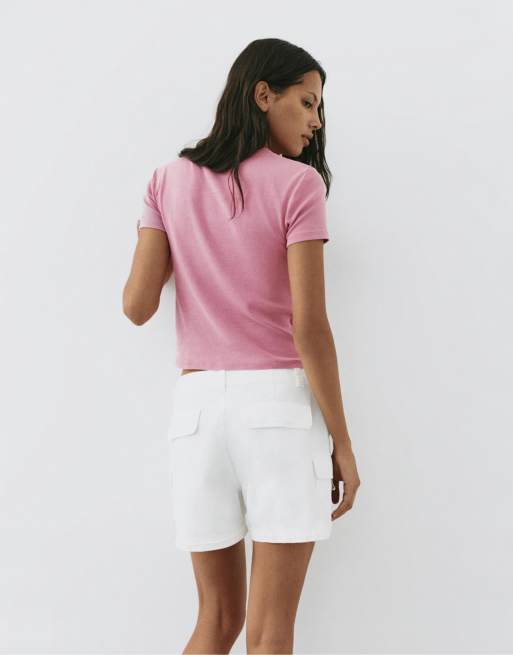 Pull&Bear t-shirt med sprucken textgrafik i rosa, 2 av 7