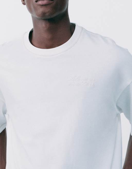 Pull&Bear - T-shirt met borduursel in beige, 3 van 7