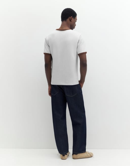 Pull&Bear T-shirt met contrasterende bies in lichtblauw, 2 van 7