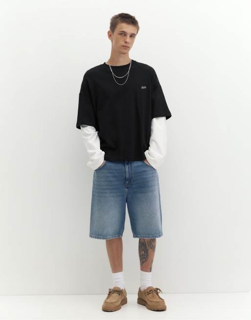 Pull&Bear T-shirt met dubbele mouwen in zwart, 4 van 7