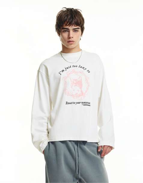 Pull&Bear - T-shirt met grafische autoprint in gebroken wit - view 1