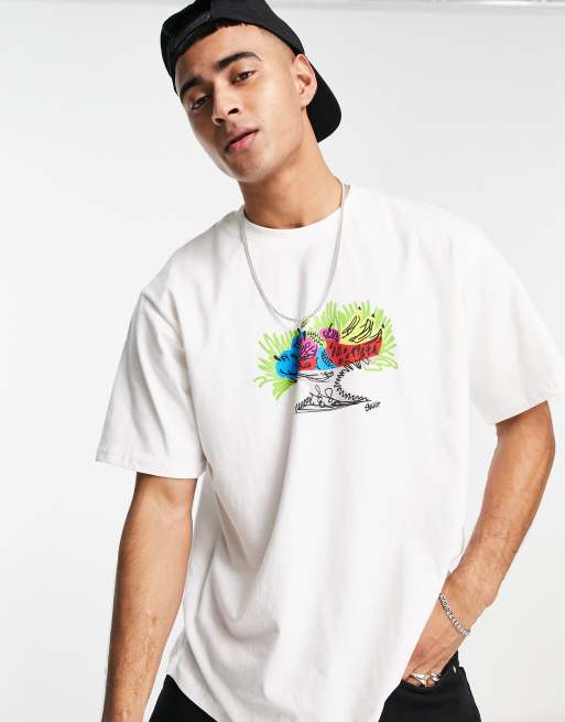 Pull&Bear - T-shirt met grafische fruitprint in wit