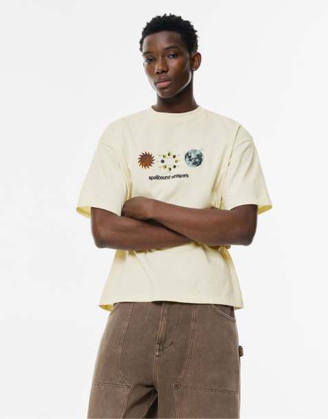 Pull&Bear - T-shirt met grafische maanprint in gebroken wit - view 1