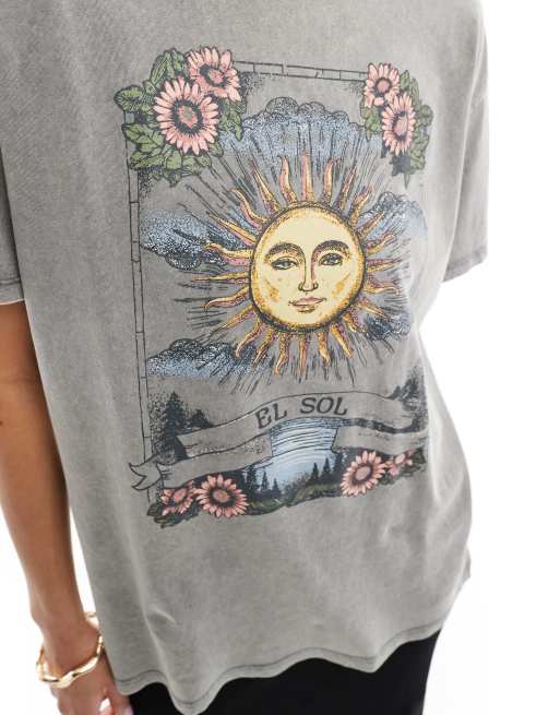 Pull&Bear - T-shirt met grafische print in grijs, 4 van 4
