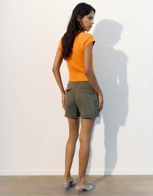 Pull&Bear - T-shirt met grafische print in oranje, 3 van 4