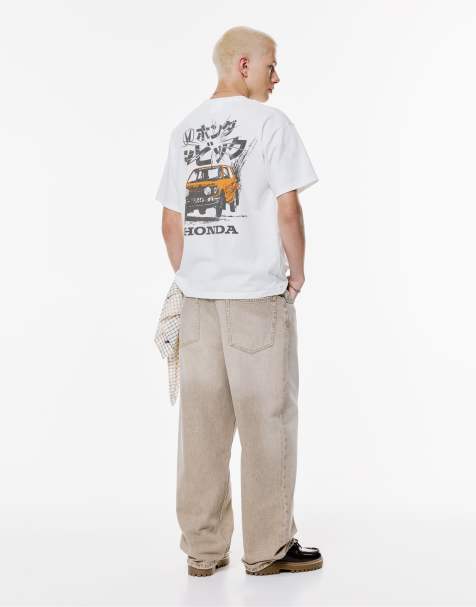 Pull&Bear - T-shirt met 'Honda Civic' rallyprint in gebroken wit - view 1