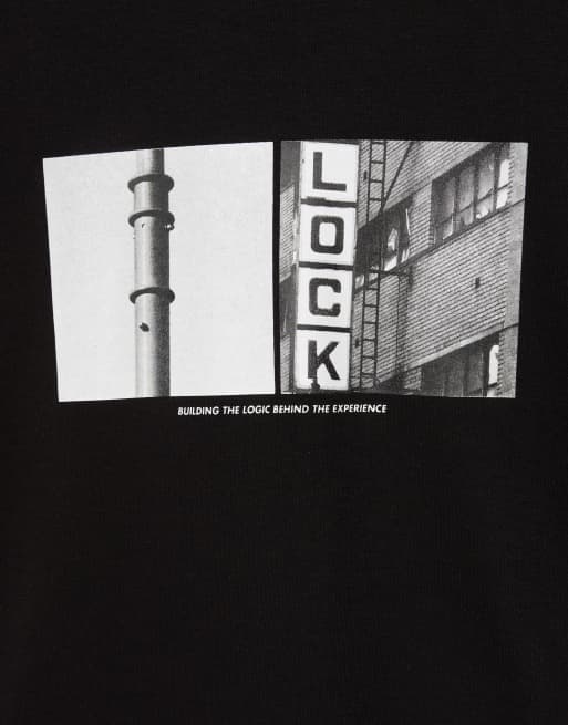 Pull&Bear T-shirt met korte mouwen, zware kwaliteit, met fotoprint in zwart, 7 van 7