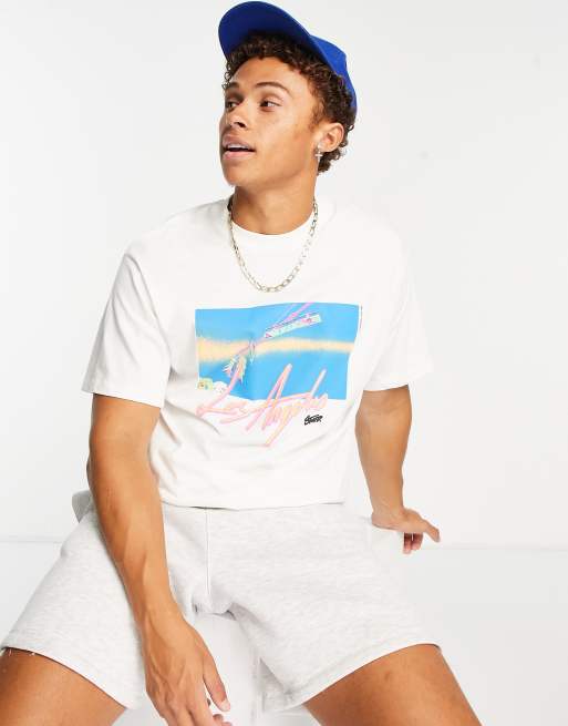 Pull&Bear - T-shirt met 'Los Angeles' stadsprint in wit