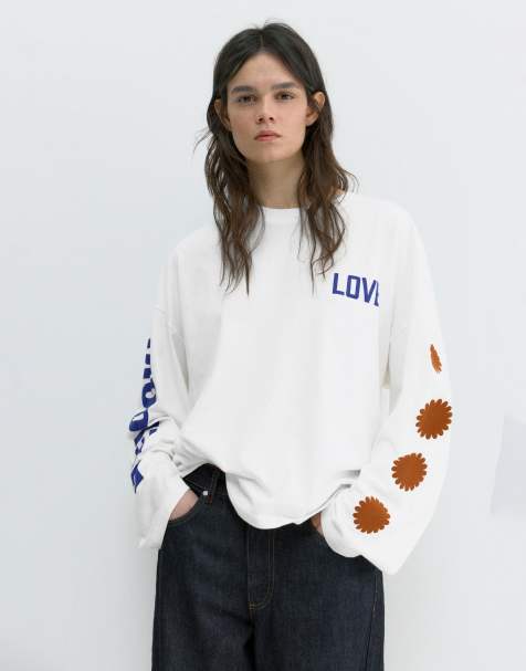 Pull&Bear - T-shirt met Love-print in ijs - view 1