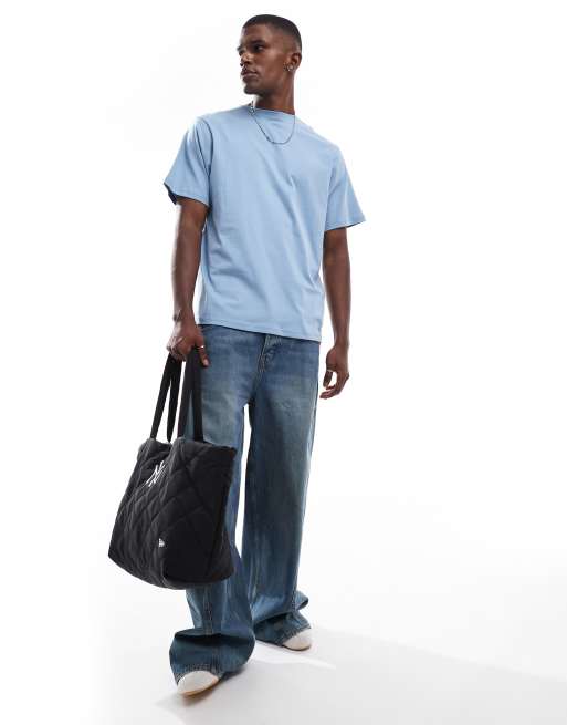 Pull&Bear - T-shirt met normale pasvorm in blauw, 4 van 4