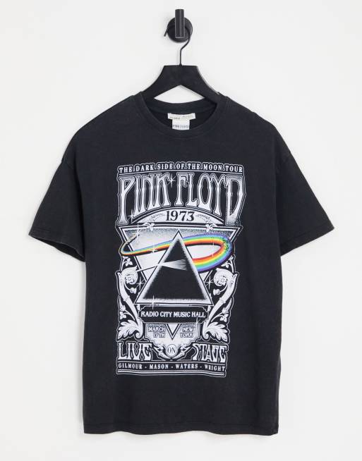 Pull&Bear - T-shirt met Pink Floyd-print in zwart