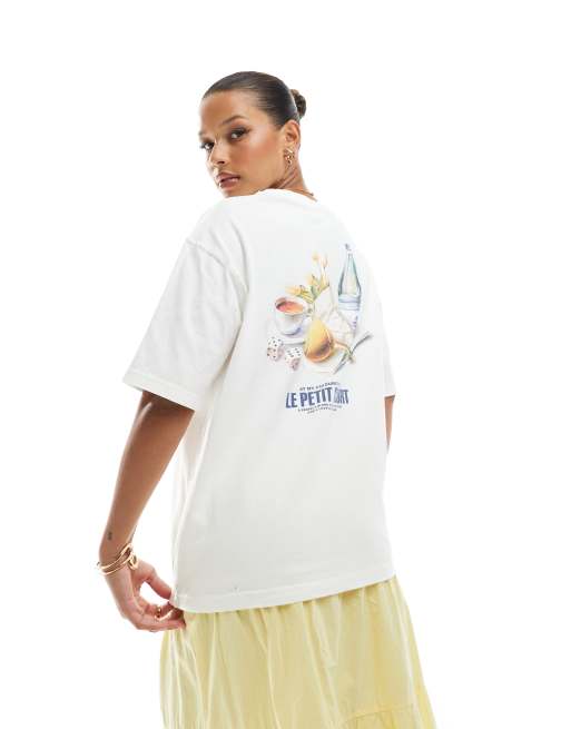 Pull&Bear - T-shirt met print in wit