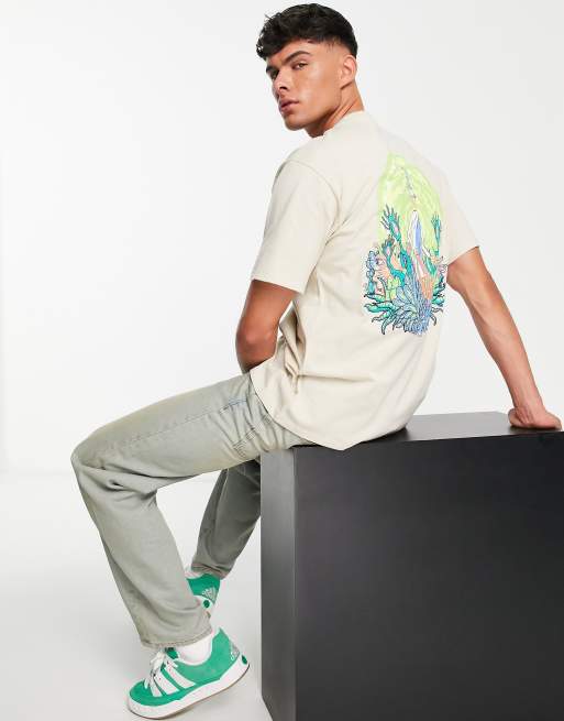 Pull&Bear - T-shirt met Rick and Morty-print in beige