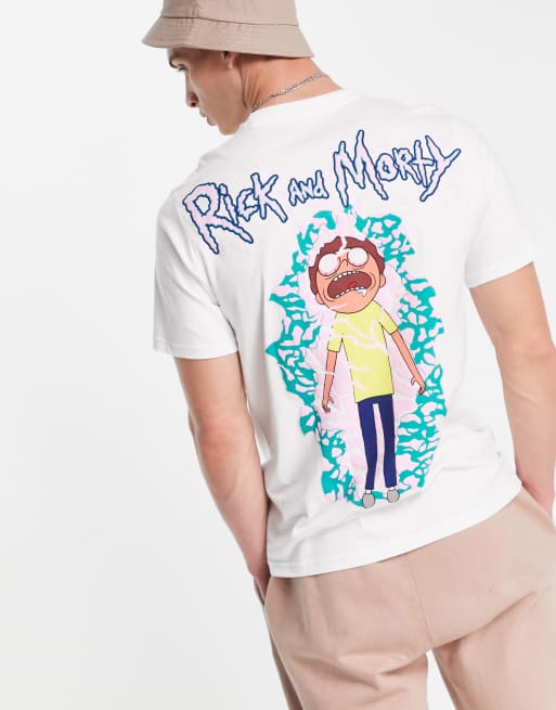 Pull&Bear - T-shirt met 'Rick & Morty'-print op de achterkant in wit
