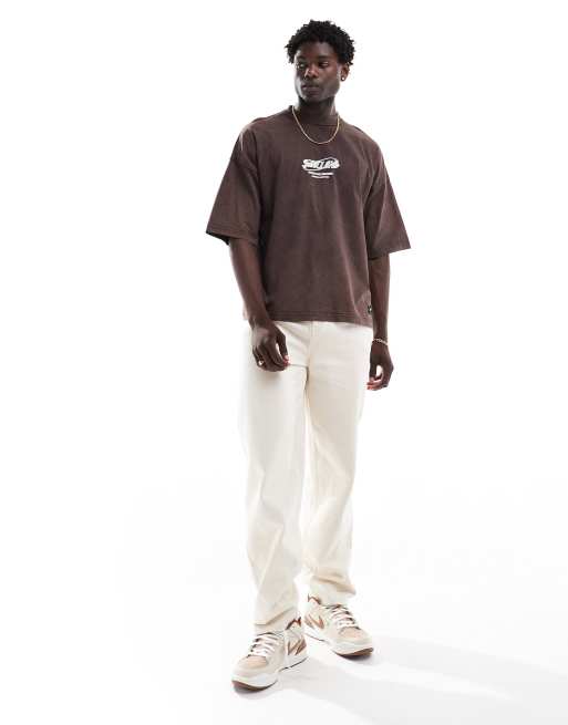 Pull&Bear - T-shirt met 'sound on the way stwdp'-print in bruin, 3 van 4