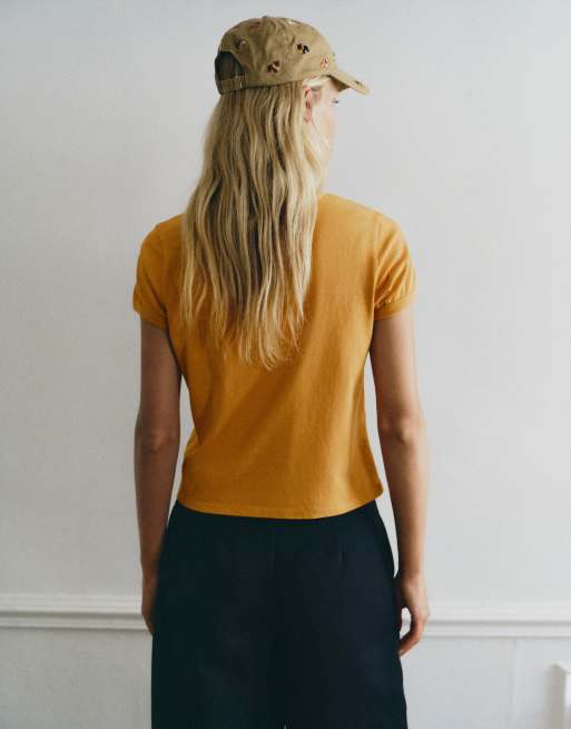 Pull&Bear T-shirt met tekstprint in mosterdgeel, 2 van 7