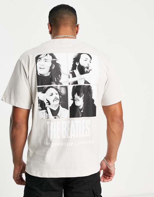 Pull&Bear - T-shirt met The Beatles Rooftop Concert-print in ecru