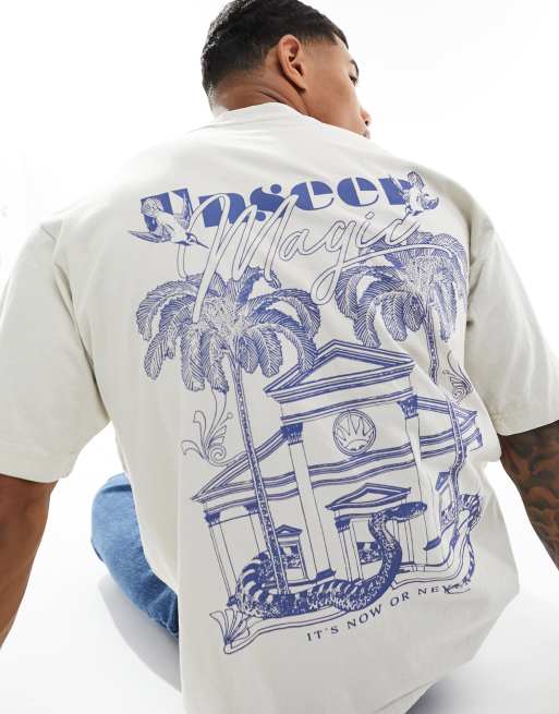 Pull&Bear - T-shirt met Unseen Magic-print in ecru