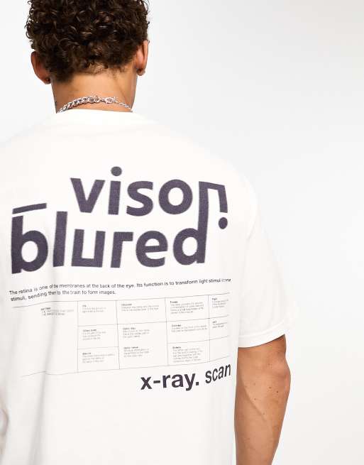 Pull&Bear - T-shirt met Vision blurred-print in wit
