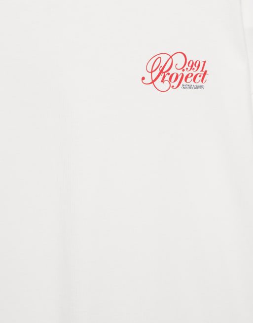Pull&Bear T-Shirt mit Grafikprint in Weiß und lockerer Passform, 7 von 7