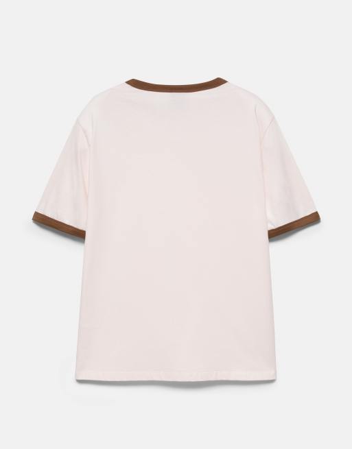 Pull&Bear T-Shirt mit Kontrastbesatz in Pink, 7 von 7
