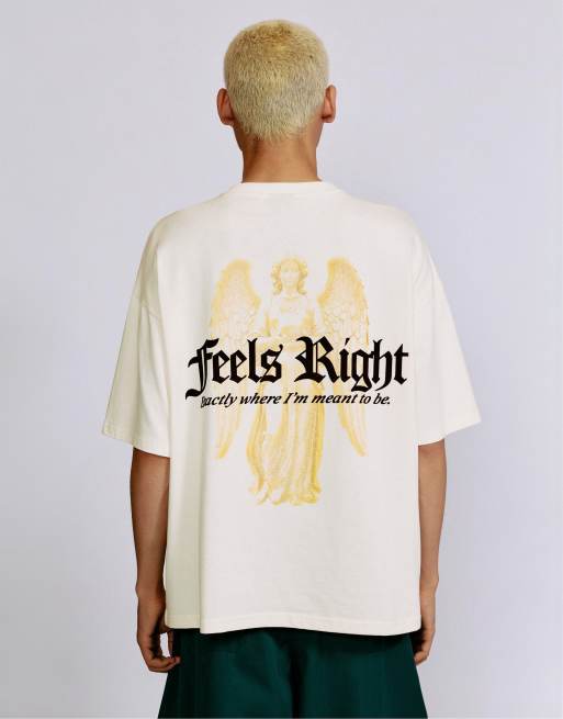 Pull&Bear T-Shirt mit lockerer Passform und Slogan in Sand, 3 von 7