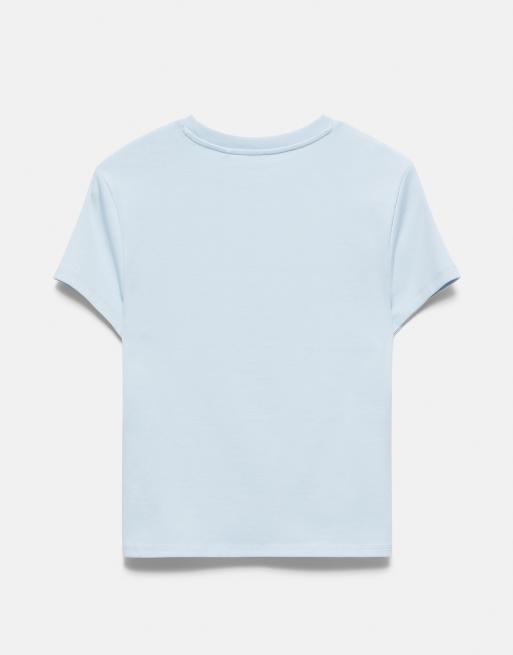 Pull&Bear T-Shirt mit Nieten und Slogan in Hellblau, 7 von 7