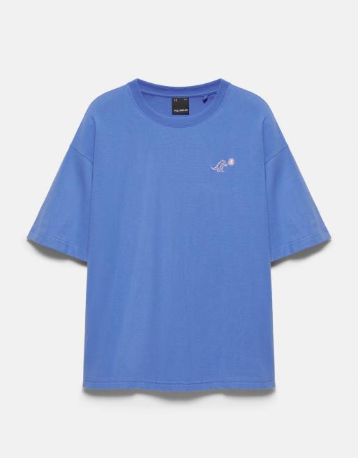 Pull&Bear T-Shirt mit Relaxed Fit, Struktur und Grafik in Dunkelblau, 5 von 7