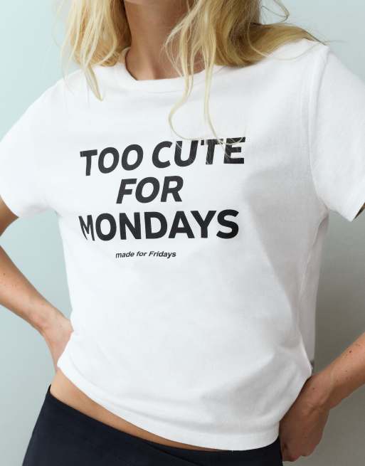 Pull&Bear T-Shirt mit Textgrafik in Ice, 4 von 7