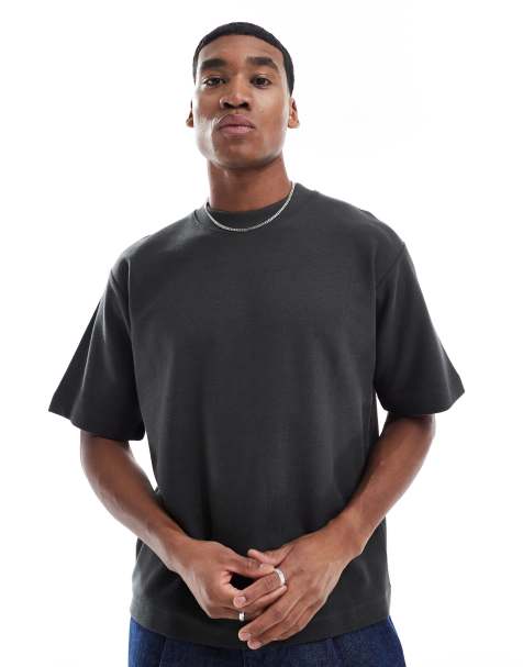 Pull&Bear - T-shirt morbida grigia in tessuto pesante - view 1
