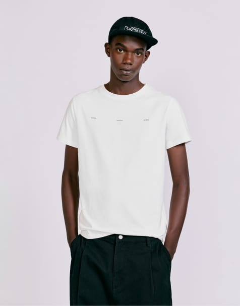Pull&Bear t-shirt moulant à slogan blanc - view 1