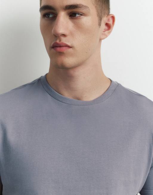 Pull&Bear - T-shirt moulant basique - Bleu, 3 de 7