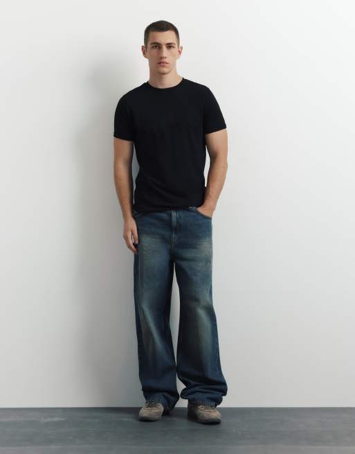 Pull&Bear - T-shirt moulant classique - Noir, 4 de 7