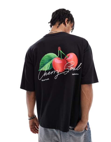 Pull&Bear - T-shirt nera con grafica "Cherry Soul" sul retro - view 1