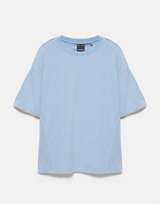 Pull&Bear - T-shirt overlock comoda blu medio, 5 di 7